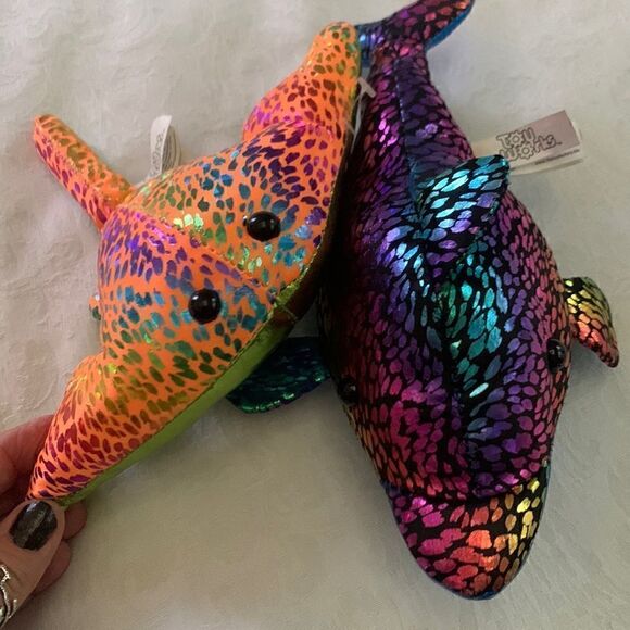 Shiny Sea Creatures Manta Ray Dolphin Stuffed Toys - Picture 1 of 12